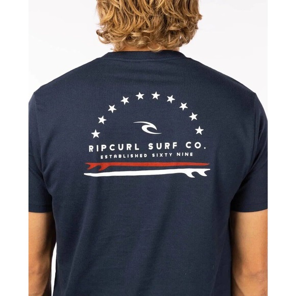 Rip Curl Men's Americana Stars Premium Tee T-Shirt in Navy - Picture 1 of 5